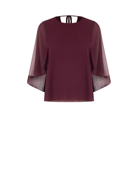 Vloeiende georgetteblouse met geïntegreerde cape Rinascimento