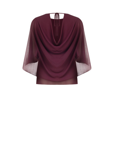 Vloeiende georgetteblouse met geïntegreerde cape Rinascimento