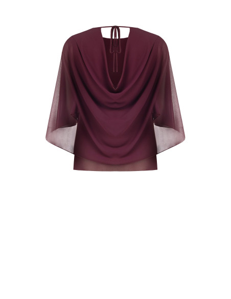 Vloeiende georgetteblouse met geïntegreerde cape Rinascimento