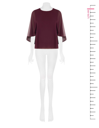 Vloeiende georgetteblouse met geïntegreerde cape Rinascimento