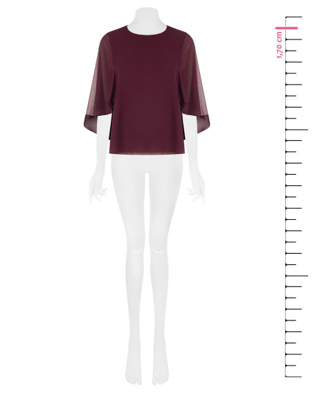 Vloeiende georgetteblouse met geïntegreerde cape Rinascimento