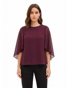Vloeiende georgetteblouse met geïntegreerde cape Rinascimento
