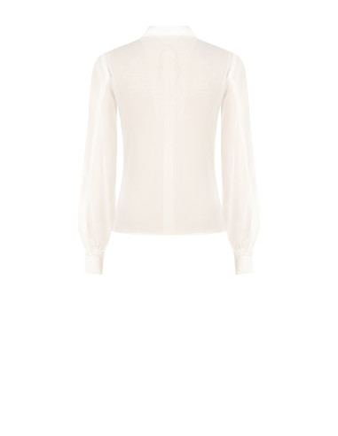 Transparante georgetteblouse met kanten ruches Rinascimento