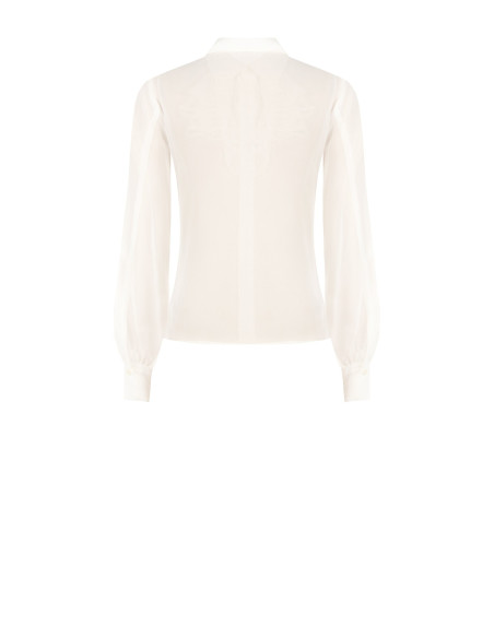 Transparante georgetteblouse met kanten ruches Rinascimento