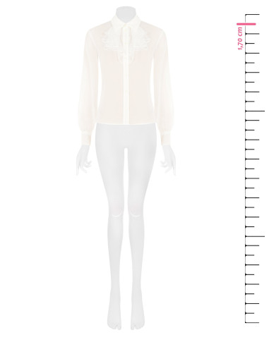 Transparante georgetteblouse met kanten ruches Rinascimento