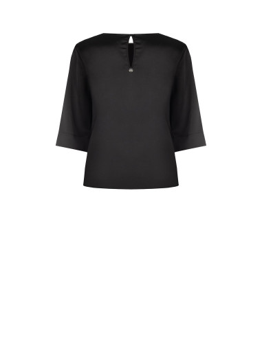 Ruime satijnen blouse met cut-out en rimpeldetail op één schouder Rinascimento