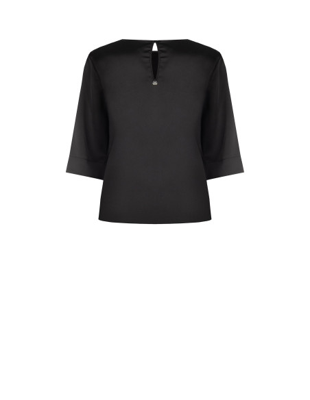 Ruime satijnen blouse met cut-out en rimpeldetail op één schouder Rinascimento