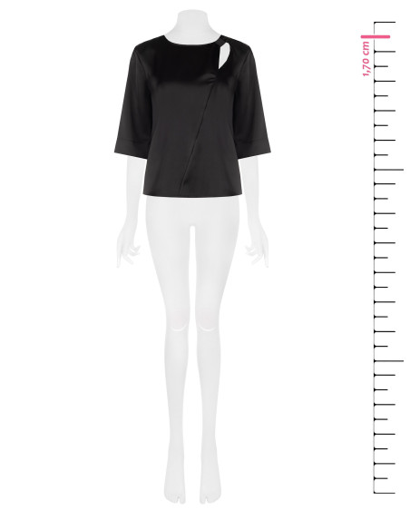 Ruime satijnen blouse met cut-out en rimpeldetail op één schouder Rinascimento