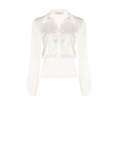 Satijnen blouse met V-hals en bijpassende knopen Rinascimento