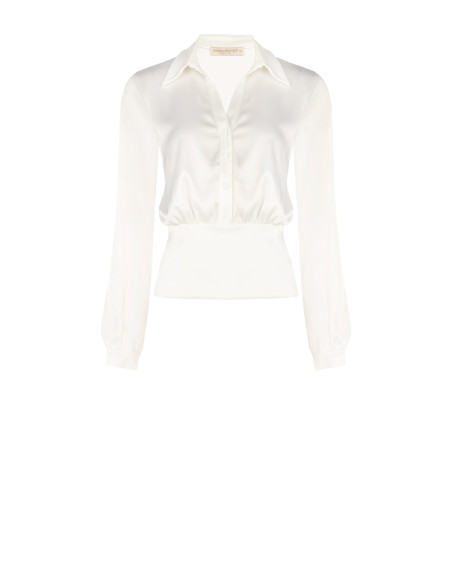 Satijnen blouse met V-hals en bijpassende knopen Rinascimento