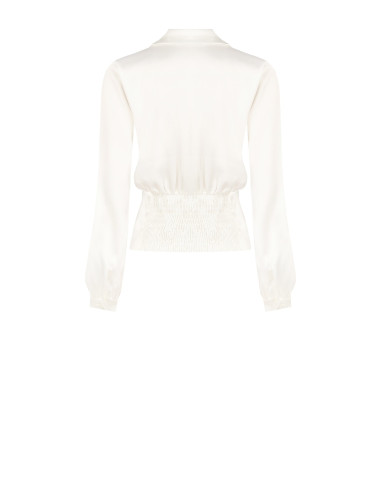 Satijnen blouse met V-hals en bijpassende knopen Rinascimento
