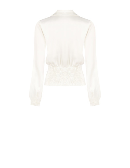Satijnen blouse met V-hals en bijpassende knopen Rinascimento