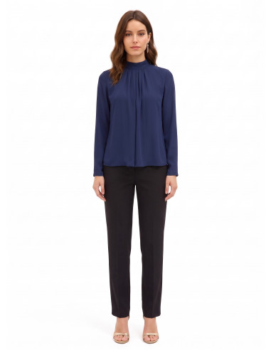Vloeiende georgetteblouse met plooien aan de voorkant Rinascimento
