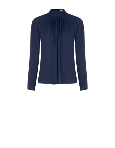 Vloeiende georgetteblouse met plooien aan de voorkant Rinascimento