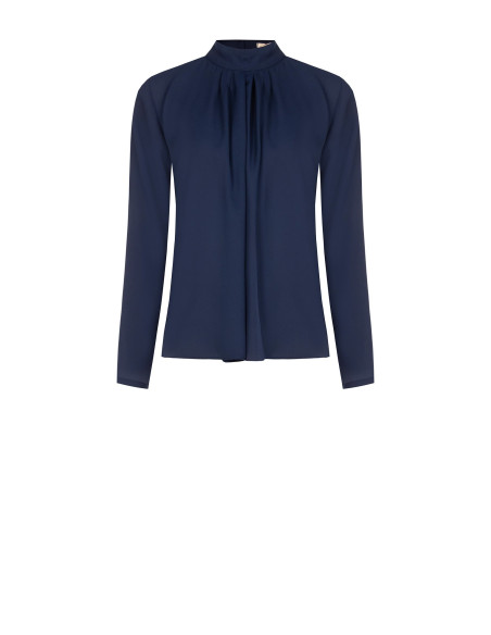 Vloeiende georgetteblouse met plooien aan de voorkant Rinascimento