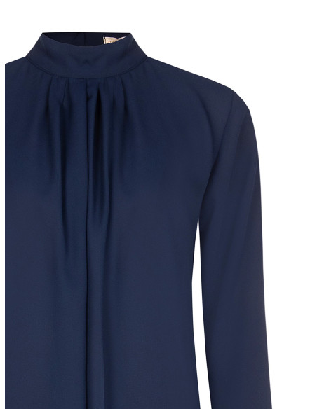 Vloeiende georgetteblouse met plooien aan de voorkant Rinascimento