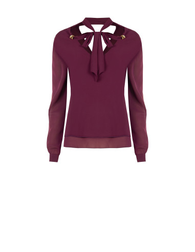 Vloeiende satijnen blouse met lange mouwen Rinascimento