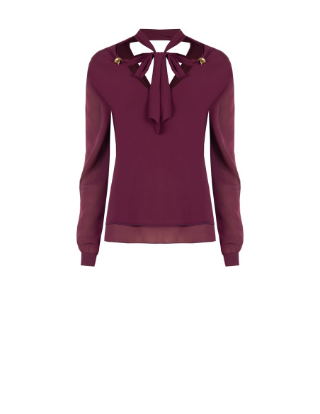 Vloeiende satijnen blouse met lange mouwen Rinascimento