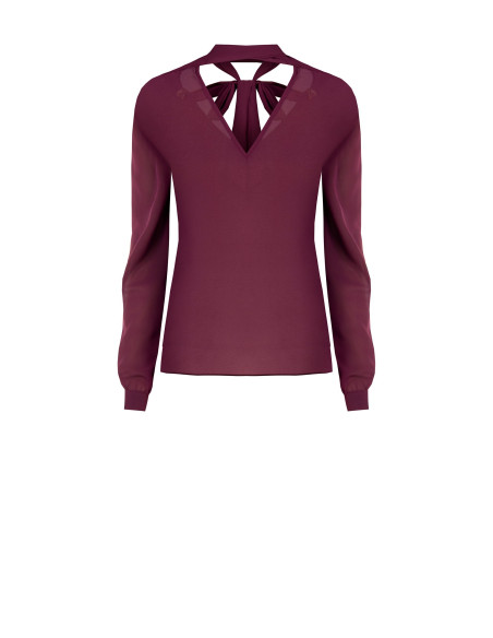 Vloeiende satijnen blouse met lange mouwen Rinascimento