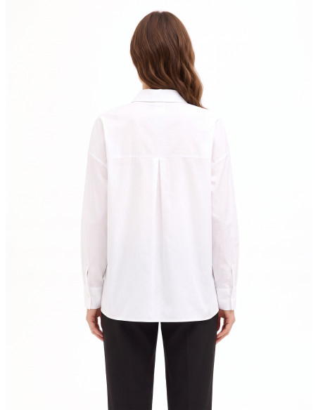 Oversized katoenen blouse met verborgen knopen en strasssteentjes Rinascimento