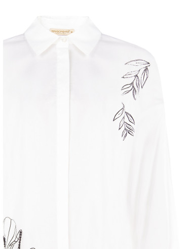Oversized katoenen blouse met verborgen knopen en strasssteentjes Rinascimento
