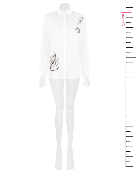 Oversized katoenen blouse met verborgen knopen en strasssteentjes Rinascimento