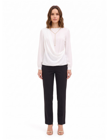 Georgette blouse met drapering en kettingdetail Rinascimento