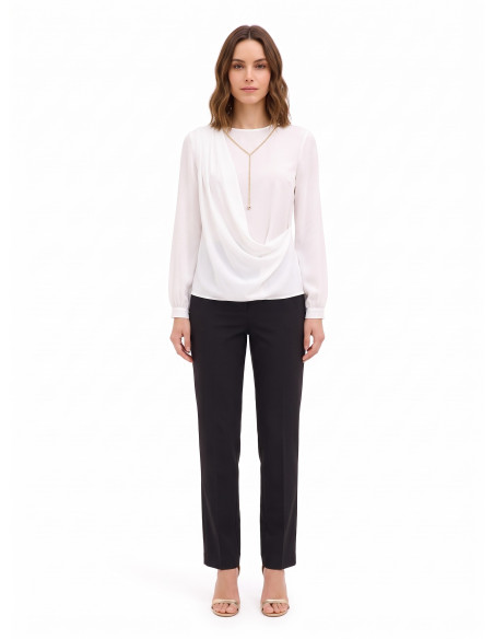 Georgette blouse met drapering en kettingdetail Rinascimento