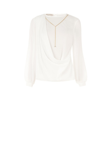 Georgette blouse met drapering en kettingdetail Rinascimento