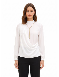 Georgette blouse met drapering en kettingdetail Rinascimento