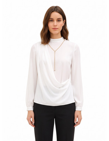 Georgette blouse met drapering en kettingdetail Rinascimento