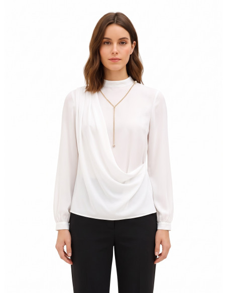 Georgette blouse met drapering en kettingdetail Rinascimento