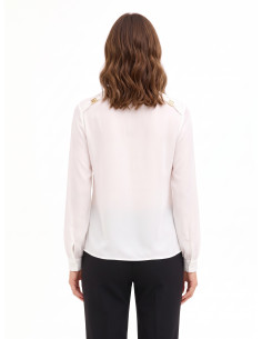 Soepelvallende blouse van georgette met V-hals en logolabels Rr Rinascimento 2