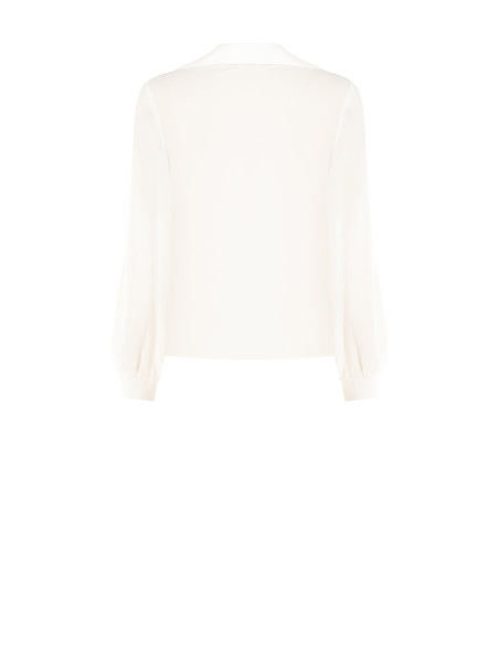 Soepelvallende blouse van georgette met V-hals en logolabels Rr Rinascimento