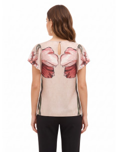 Blouse met grote bloemen en volantmouwen Rinascimento 2