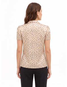 Satijnen blouse met dubbele stippen, V-hals en strik Rinascimento 2