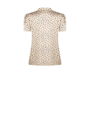 Satijnen blouse met dubbele stippen, V-hals en strik Rinascimento