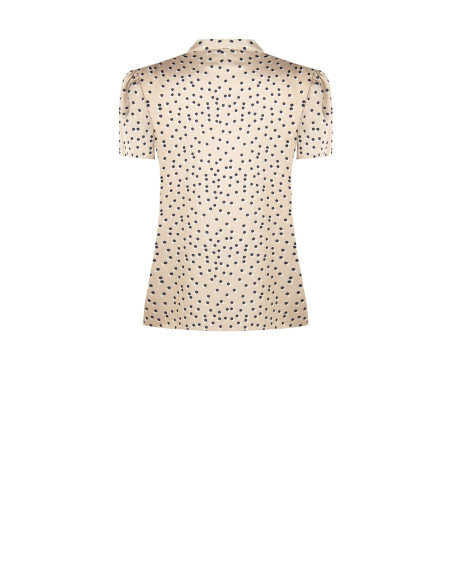 Satijnen blouse met dubbele stippen, V-hals en strik Rinascimento