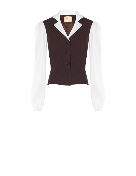 2-in-1-top met katoenen blouse en peplumgilet Rinascimento
