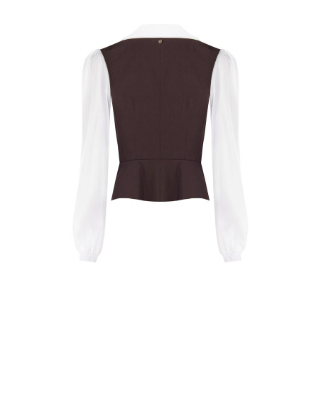 2-in-1-top met katoenen blouse en peplumgilet Rinascimento