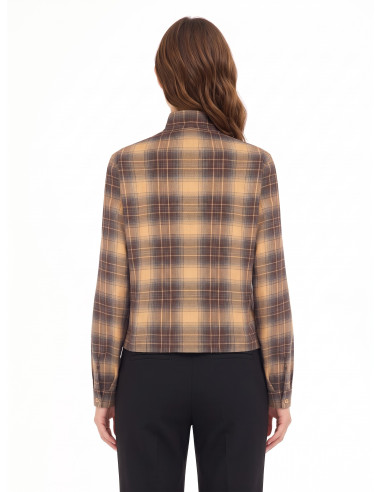 Geruite blouse met strik en ronde hals Rinascimento