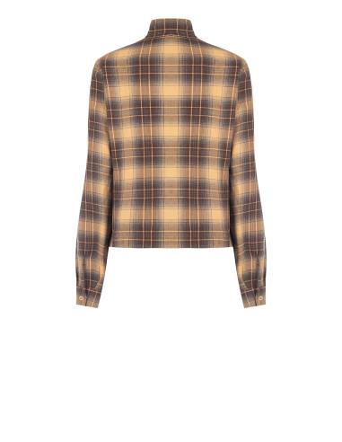 Geruite blouse met strik en ronde hals Rinascimento