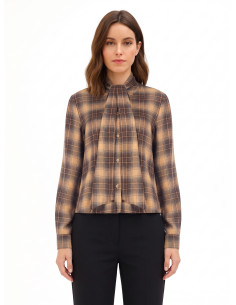Geruite blouse met strik en ronde hals Rinascimento