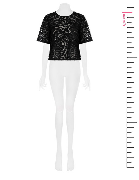 Oversized blouse van tule met borduursels en pailletten Rinascimento