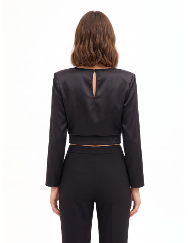 Cropblouse van satijn met spaghettibandjes Rinascimento