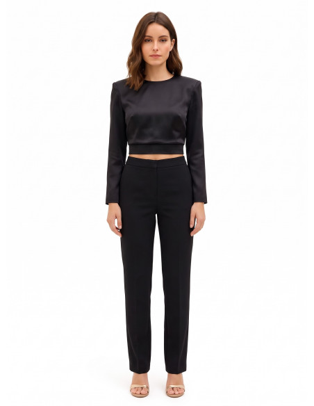 Cropblouse van satijn met spaghettibandjes Rinascimento