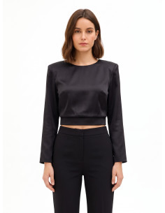 Cropblouse van satijn met spaghettibandjes Rinascimento
