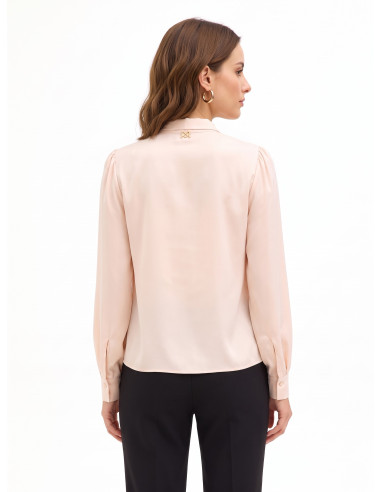 Blouse van mat satijn met V-hals en verborgen knopen Rinascimento