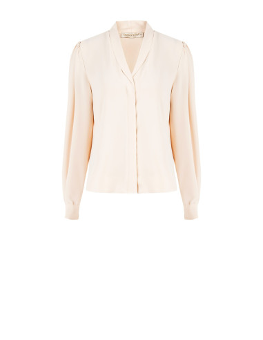 Blouse van mat satijn met V-hals en verborgen knopen Rinascimento