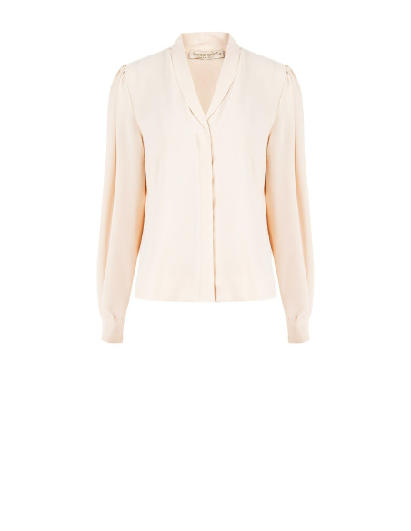 Blouse van mat satijn met V-hals en verborgen knopen Rinascimento